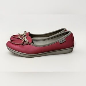 Crocs wrap Women's size 6 Red Ballet Flats moccasin lightweight shoes bow